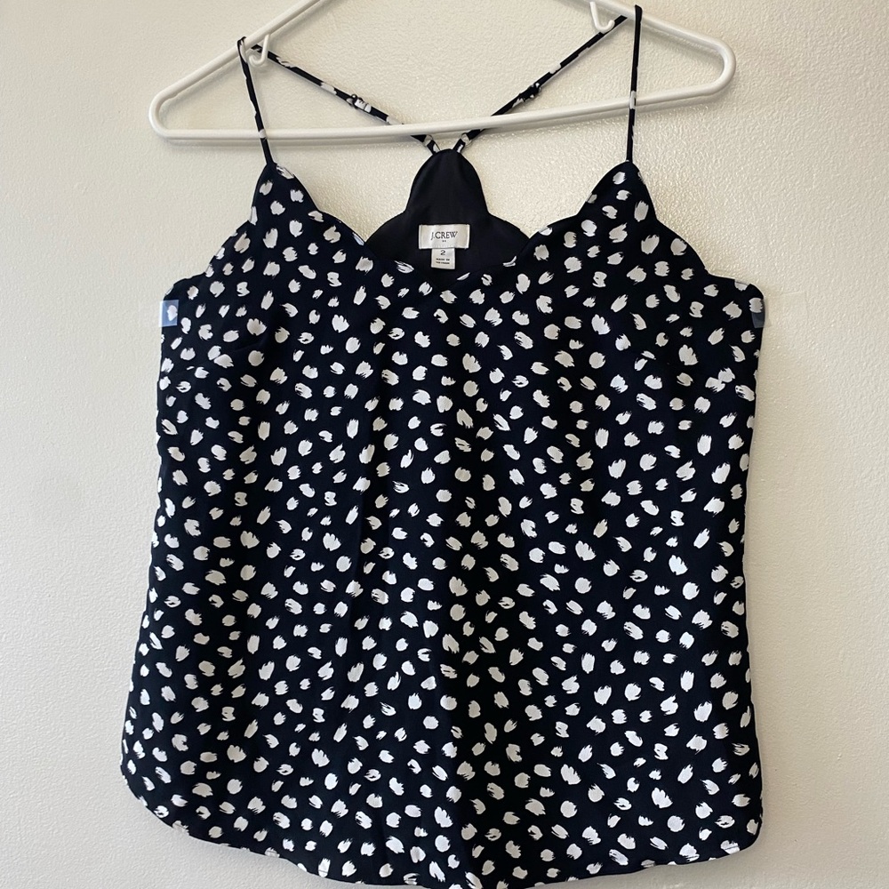 J.Crew Black & White Polka Dot Tank Top Size 2